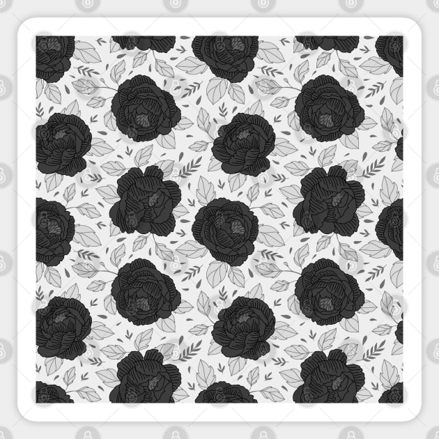 black and white flower pattern fancy cute floral Sticker by BoogieCreates